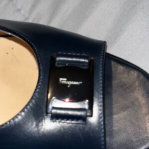 Salvatore Ferragamo Navy Leather Flats